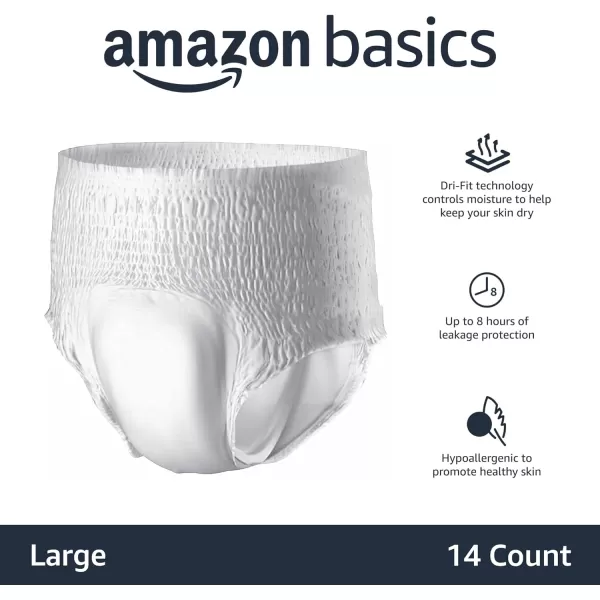 Amazon Basics Incontinence Underwear for Men and Women Overnight Absorbency Large 56 Count 4 Packs of 14 White Previously SolimoLarge 14 Count