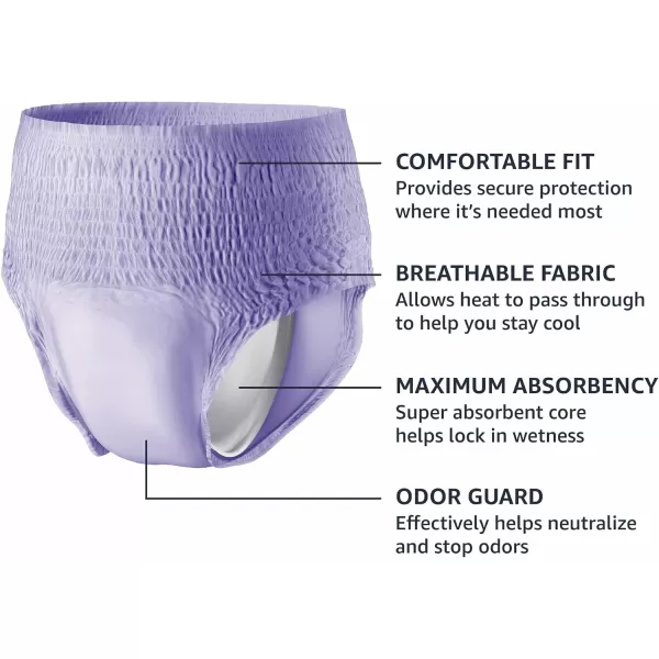 Amazon Basics Incontinence amp Postpartum Underwear for Women Maximum Absorbency Medium 60 Count  20 Count Pack of 3 Lavender Previously SolimoXLarge 48 Count