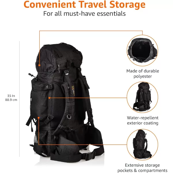Amazon Basics Internal Frame Hiking Backpack with Rainfly75 Liter Black