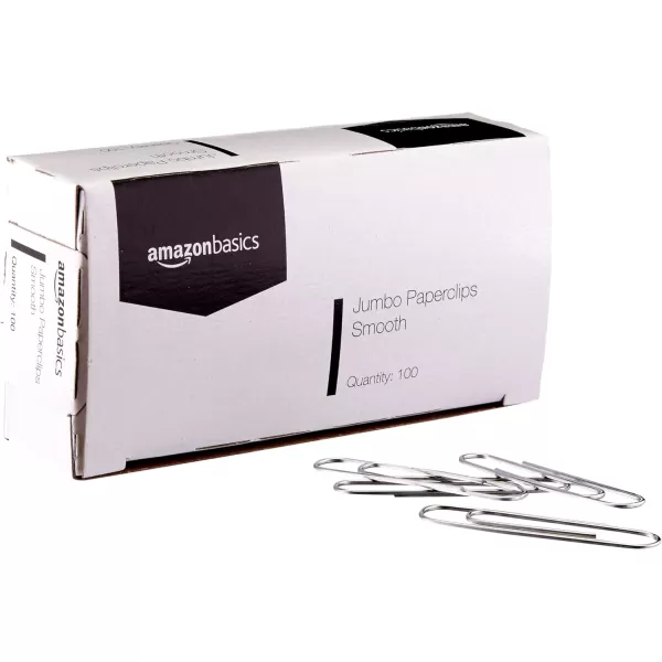 Amazon Basics Jumbo Size Office Paper Clips Non Skid 1000 Count 10 Pack of 100 SilverJumbo Smooth