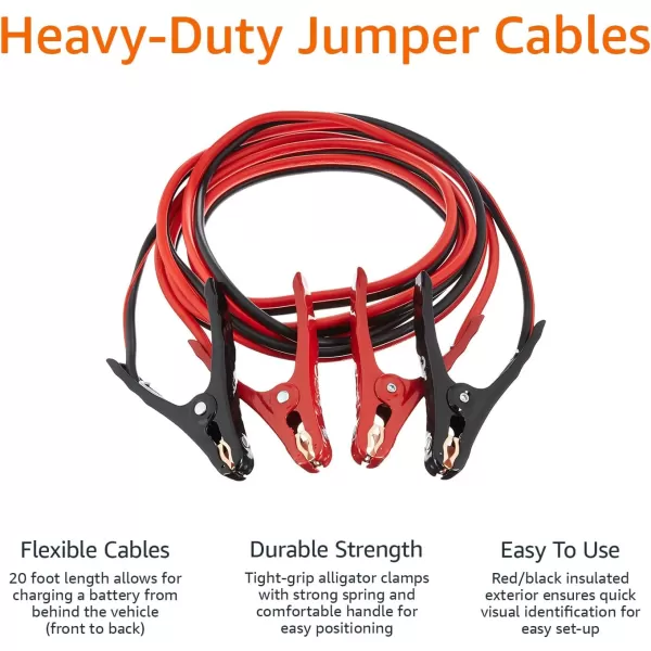 Amazon Basics Jumper Cable for Car Battery 10 Gauge 12 Foot12Feet 10Gauge