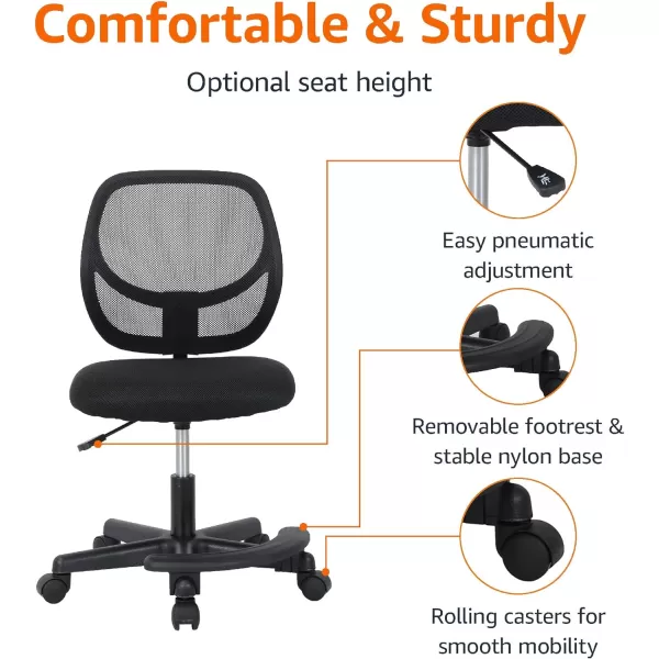 Amazon Basics Kids Adjustable Mesh LowBack Swivel Study Desk Chair with Footrest RedBlack