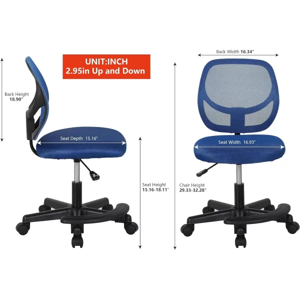 Amazon Basics Kids Adjustable Mesh LowBack Swivel Study Desk Chair with Footrest RedBlue