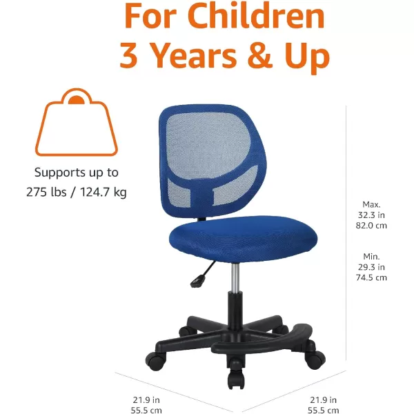 Amazon Basics Kids Adjustable Mesh LowBack Swivel Study Desk Chair with Footrest RedBlue