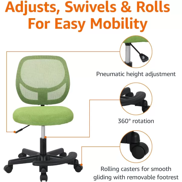 Amazon Basics Kids Adjustable Mesh LowBack Swivel Study Desk Chair with Footrest RedGreen