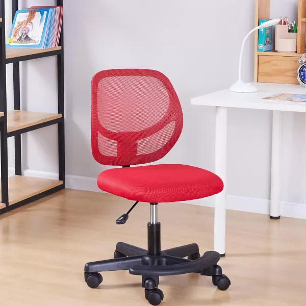 Amazon Basics Kids Adjustable Mesh LowBack Swivel Study Desk Chair with Footrest RedRed