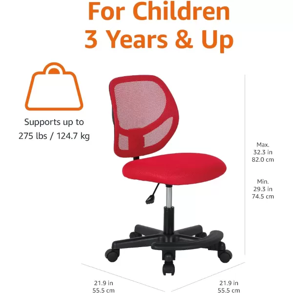 Amazon Basics Kids Adjustable Mesh LowBack Swivel Study Desk Chair with Footrest RedRed