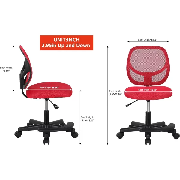 Amazon Basics Kids Adjustable Mesh LowBack Swivel Study Desk Chair with Footrest RedRed