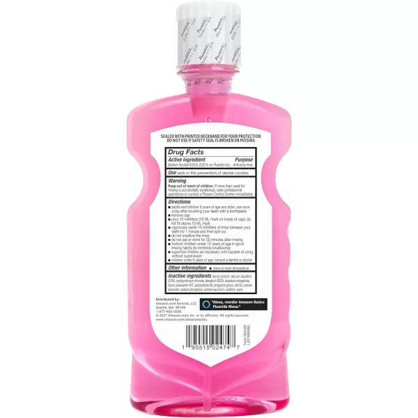 Amazon Basics Kids Anticavity Fluoride Rinse Alcohol Free Bubble Gum 500mL 169 Fluid Ounces 1Pack Previously Solimo1690 Fl Oz Pack of 4