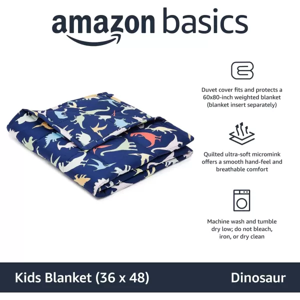 Amazon Basics Kids Cotton Weighted Blanket and Reversible Micromink Cover 10 Pound 41 x 60 Inch GrayGrayDinosaur 36 in x 48 in 5lb Blanket