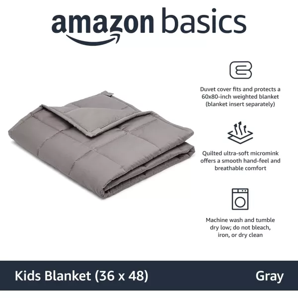 Amazon Basics Kids Cotton Weighted Blanket and Reversible Micromink Cover 10 Pound 41 x 60 Inch GrayGrayGray 36 in x 48 in 3lb Blanket