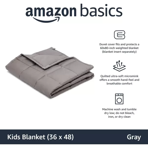 Amazon Basics Kids Cotton Weighted Blanket and Reversible Micromink Cover 10 Pound 41 x 60 Inch GrayGrayGray 36 in x 48 in 5lb Blanket