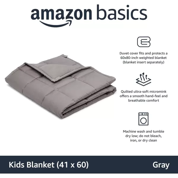 Amazon Basics Kids Cotton Weighted Blanket and Reversible Micromink Cover 10 Pound 41 x 60 Inch GrayGrayGray 41 in x 60 in 10lb Blanket