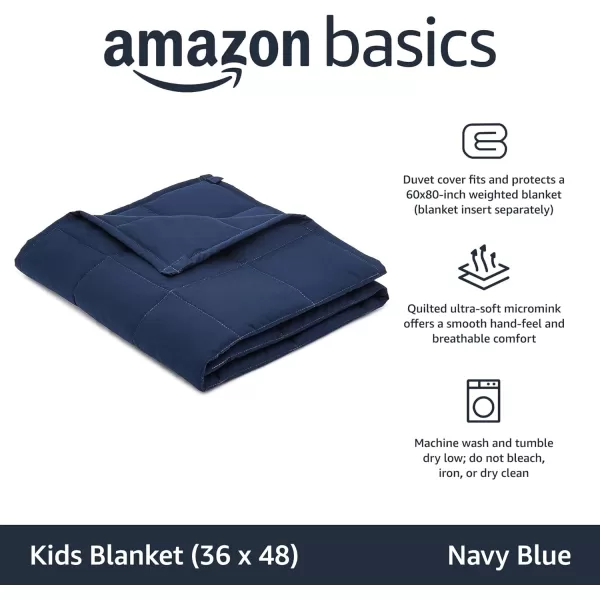 Amazon Basics Kids Cotton Weighted Blanket and Reversible Micromink Cover 10 Pound 41 x 60 Inch GrayGrayNavy Blue 36 in x 48 in 5lb Blanket