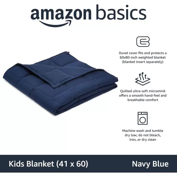 Amazon Basics Kids Cotton Weighted Blanket and Reversible Micromink Cover 10 Pound 41 x 60 Inch GrayGrayNavy Blue 41 in x 60 in 10lb Blanket