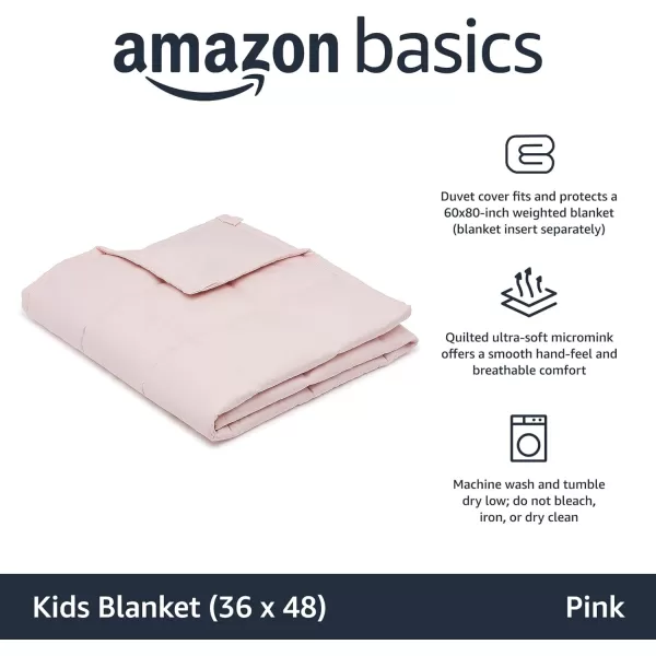 Amazon Basics Kids Cotton Weighted Blanket and Reversible Micromink Cover 10 Pound 41 x 60 Inch GrayGrayPink 36 in x 48 in 3lb Blanket