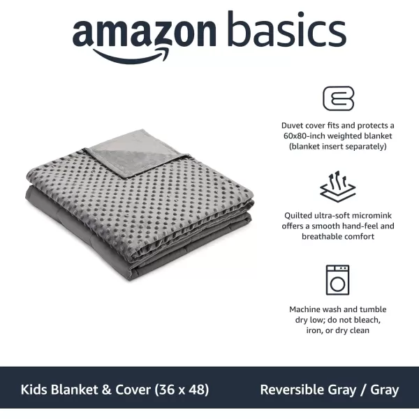 Amazon Basics Kids Cotton Weighted Blanket and Reversible Micromink Cover 10 Pound 41 x 60 Inch GrayGrayReversible GrayGray 36 in x 48 in 3lb Blanket wcover