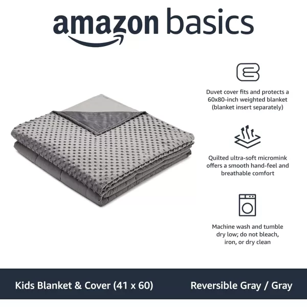 Amazon Basics Kids Cotton Weighted Blanket and Reversible Micromink Cover 10 Pound 41 x 60 Inch GrayGrayReversible GrayGray 41 in x 60 in 10lb Blanket wcover