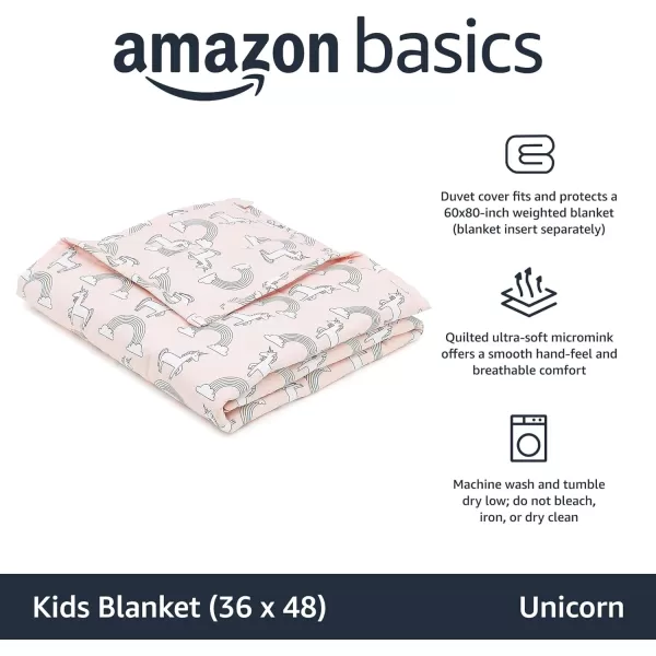 Amazon Basics Kids Cotton Weighted Blanket and Reversible Micromink Cover 10 Pound 41 x 60 Inch GrayGrayUnicorn 36 in x 48 in 3lb Blanket