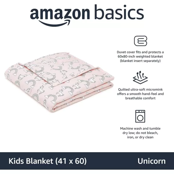 Amazon Basics Kids Cotton Weighted Blanket and Reversible Micromink Cover 10 Pound 41 x 60 Inch GrayGrayUnicorn 41 in x 60 in 10lb Blanket