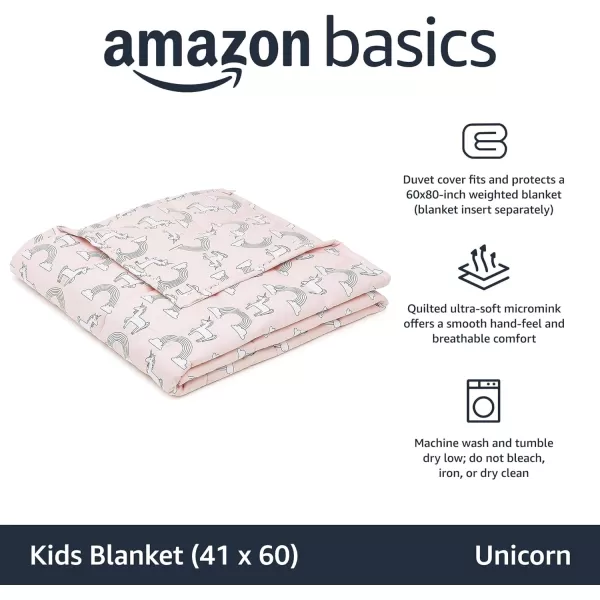 Amazon Basics Kids Cotton Weighted Blanket and Reversible Micromink Cover 10 Pound 41 x 60 Inch GrayGrayUnicorn 41 in x 60 in 7lb Blanket