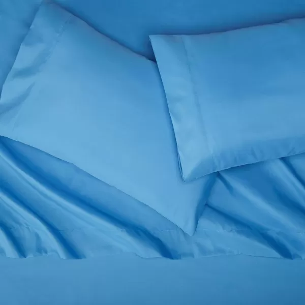 Amazon Basics Kids Soft EasyWash Lightweight Microfiber 3Piece Sheet Set Twin Light Pink SolidAzure Blue Full Sheet Set
