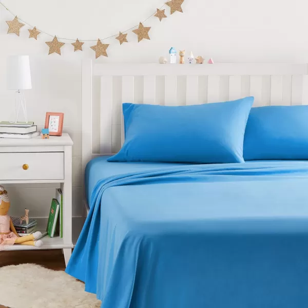 Amazon Basics Kids Soft EasyWash Lightweight Microfiber 3Piece Sheet Set Twin Light Pink SolidAzure Blue Full Sheet Set