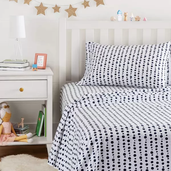 Amazon Basics Kids Soft EasyWash Lightweight Microfiber 3Piece Sheet Set Twin Light Pink SolidBlue Dotted Stripes Twin Sheet Set