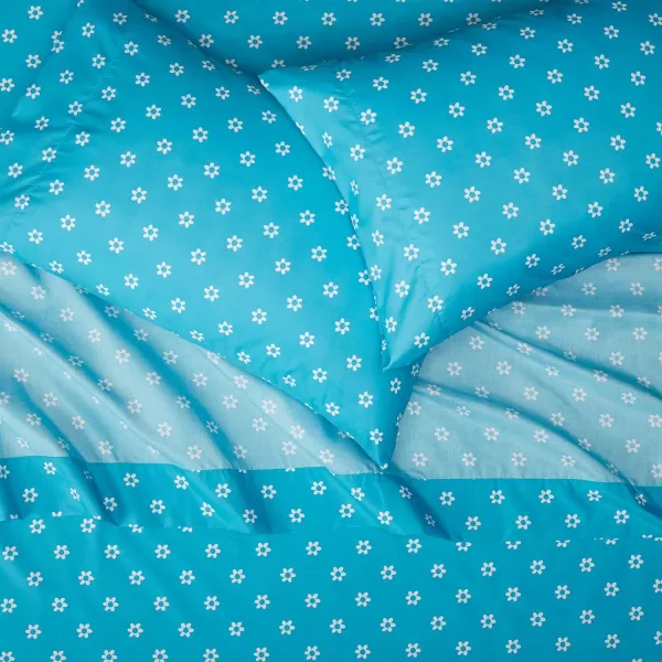 Amazon Basics Kids Soft EasyWash Lightweight Microfiber 3Piece Sheet Set Twin Light Pink SolidBlue Flowers Full Sheet Set