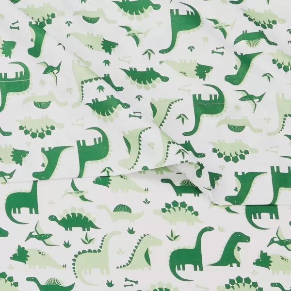 Amazon Basics Kids Soft EasyWash Lightweight Microfiber 3Piece Sheet Set Twin Light Pink SolidGreen Dinosaurs Full Sheet Set