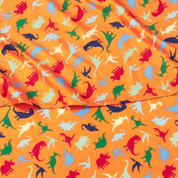 Amazon Basics Kids Soft EasyWash Lightweight Microfiber 3Piece Sheet Set Twin Light Pink SolidOrange Dinosaurs Full Sheet Set