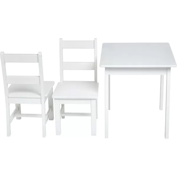 Amazon Basics Kids Solid Wood Table and 2 Chair Set NaturalWhite