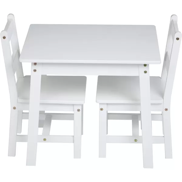 Amazon Basics Kids Solid Wood Table and 2 Chair Set NaturalWhite