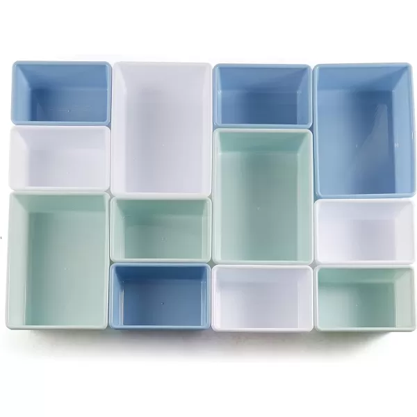 Amazon Basics Kids Toy Storage Organizer with 12 Plastic Bins Grey Wood with Blue Bins 109D x 336W x 311HGrey Wood With Blue Bins