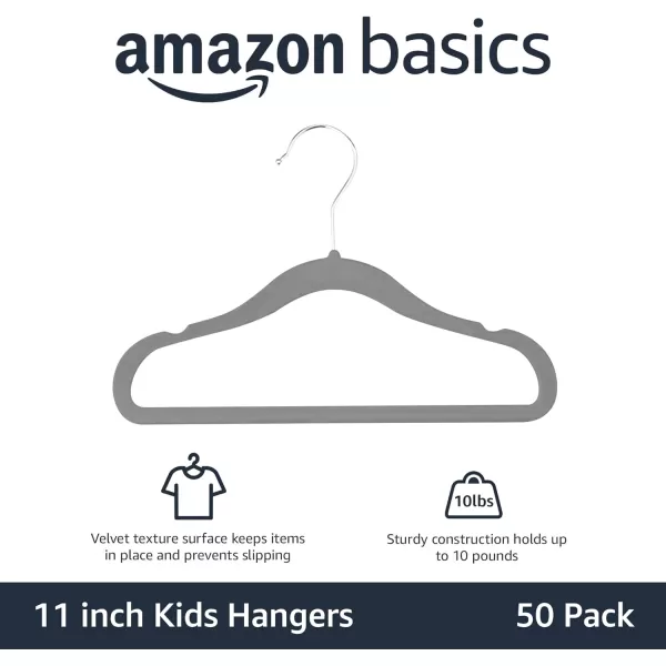 Amazon Basics Kids Velvet NonSlip 116 Clothes Hangers 1 Count Pack of 50 Beige11 50Pack Gray