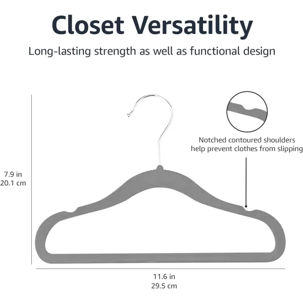 Amazon Basics Kids Velvet NonSlip 116 Clothes Hangers 1 Count Pack of 50 Beige11 50Pack Gray