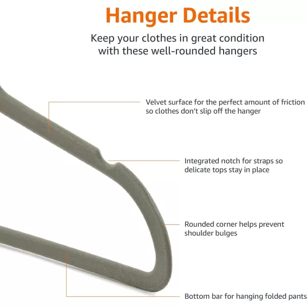 Amazon Basics Kids Velvet NonSlip 116 Clothes Hangers 1 Count Pack of 50 Beige11 50Pack Gray