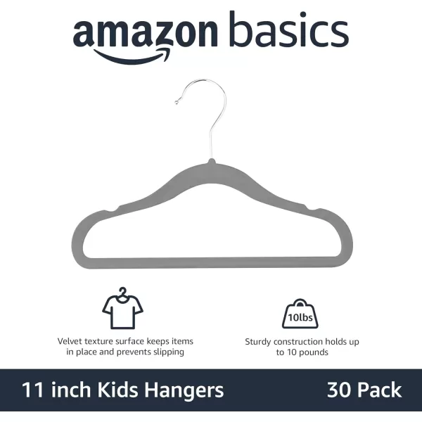 Amazon Basics Kids Velvet NonSlip 116 Clothes Hangers 1 Count Pack of 50 Beige116 30Pack Gray