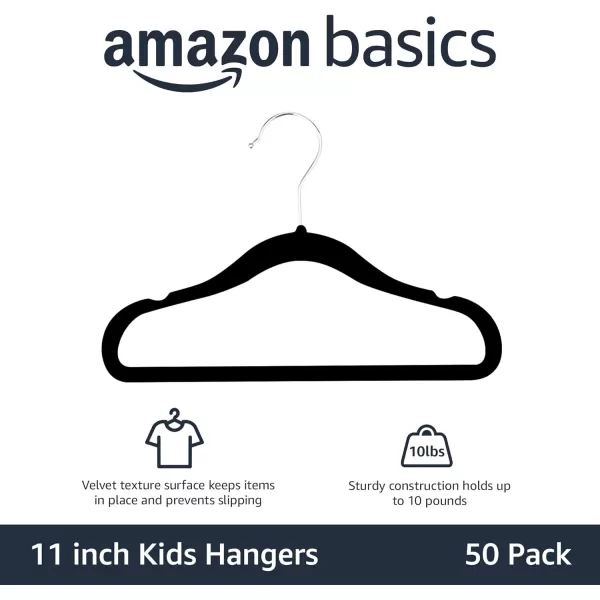 Amazon Basics Kids Velvet NonSlip 116 Clothes Hangers 1 Count Pack of 50 Beige116 50Pack Black