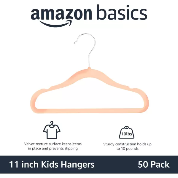 Amazon Basics Kids Velvet NonSlip 116 Clothes Hangers 1 Count Pack of 50 Beige116 50Pack Blush