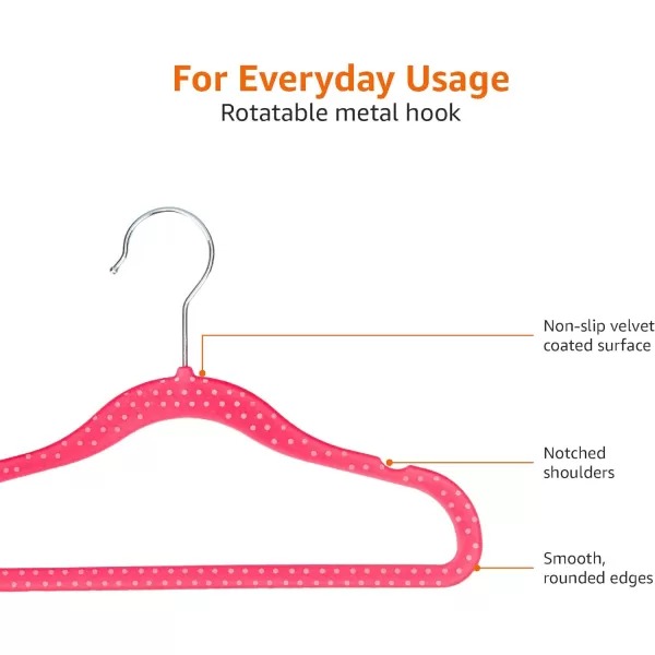 Amazon Basics Kids Velvet NonSlip 116 Clothes Hangers 1 Count Pack of 50 Beige116 50Pack Pink Polka Dot