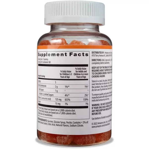 Amazon Basics Kids Vitamin C 125mg Gummies Orange 60 Count Immune Health 2 Month Supply Previously SolimoAmazon Basics Kids Vitamin C 125mg Gummies Orange 60 Count Immune Health 2 Month Supply Previously Solimo