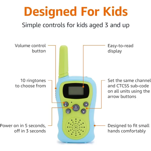 Amazon Basics Kids Walkie Talkie Set Set of 2 Green and BlueAmazon Basics Kids Walkie Talkie Set Set of 2 Green and Blue