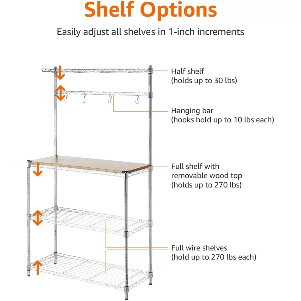 Amazon Basics Kitchen Storage Bakers Rack with Removable Top ChromeBeige 18D x 24 W x 59H14 D x 3583 W x 6331 H