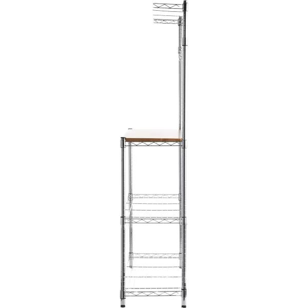 Amazon Basics Kitchen Storage Bakers Rack with Removable Top ChromeBeige 18D x 24 W x 59H14 D x 3583 W x 6331 H