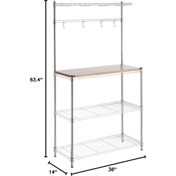 Amazon Basics Kitchen Storage Bakers Rack with Removable Top ChromeBeige 18D x 24 W x 59H14 D x 3583 W x 6331 H