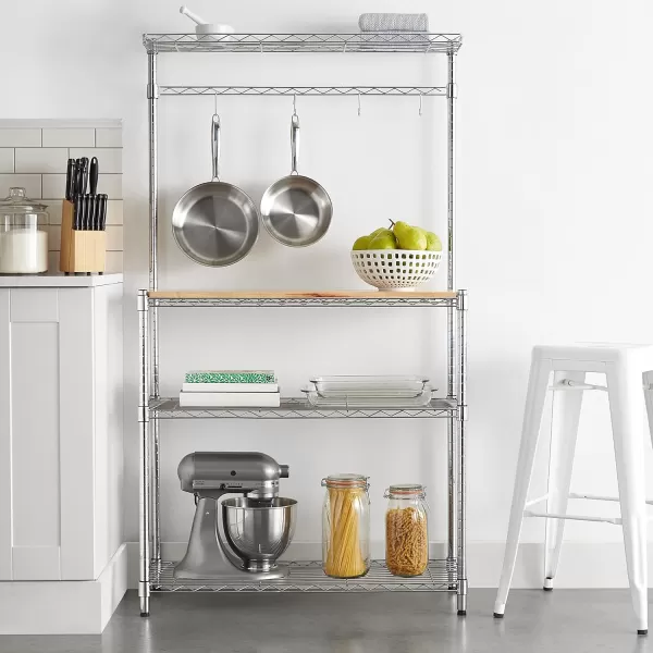 Amazon Basics Kitchen Storage Bakers Rack with Removable Top ChromeBeige 18D x 24 W x 59H14 D x 3583 W x 6331 H