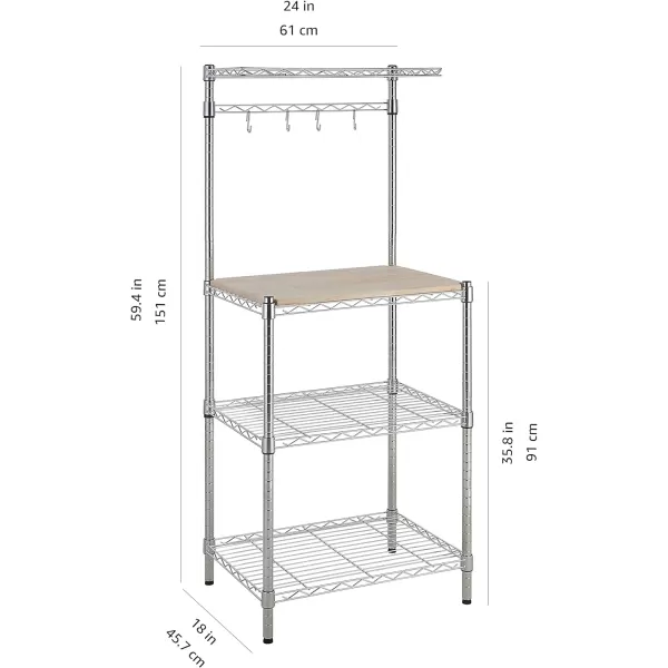 Amazon Basics Kitchen Storage Bakers Rack with Removable Top ChromeBeige 18D x 24 W x 59H18D x 24 W x 59H