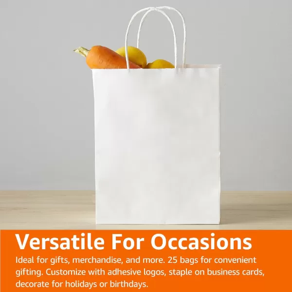 Amazon Basics Kraft Paper Bags with Handles 8x475x10 25Pack WhiteAmazon Basics Kraft Paper Bags with Handles 8x475x10 25Pack White