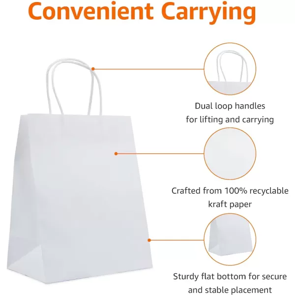 Amazon Basics Kraft Paper Bags with Handles 8x475x10 25Pack WhiteAmazon Basics Kraft Paper Bags with Handles 8x475x10 25Pack White
